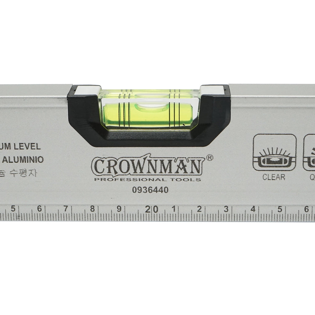 Nivella magnetica in alluminio, 400mm, con 3 bolle di livello e righello graduato 0-40cm, Crownman