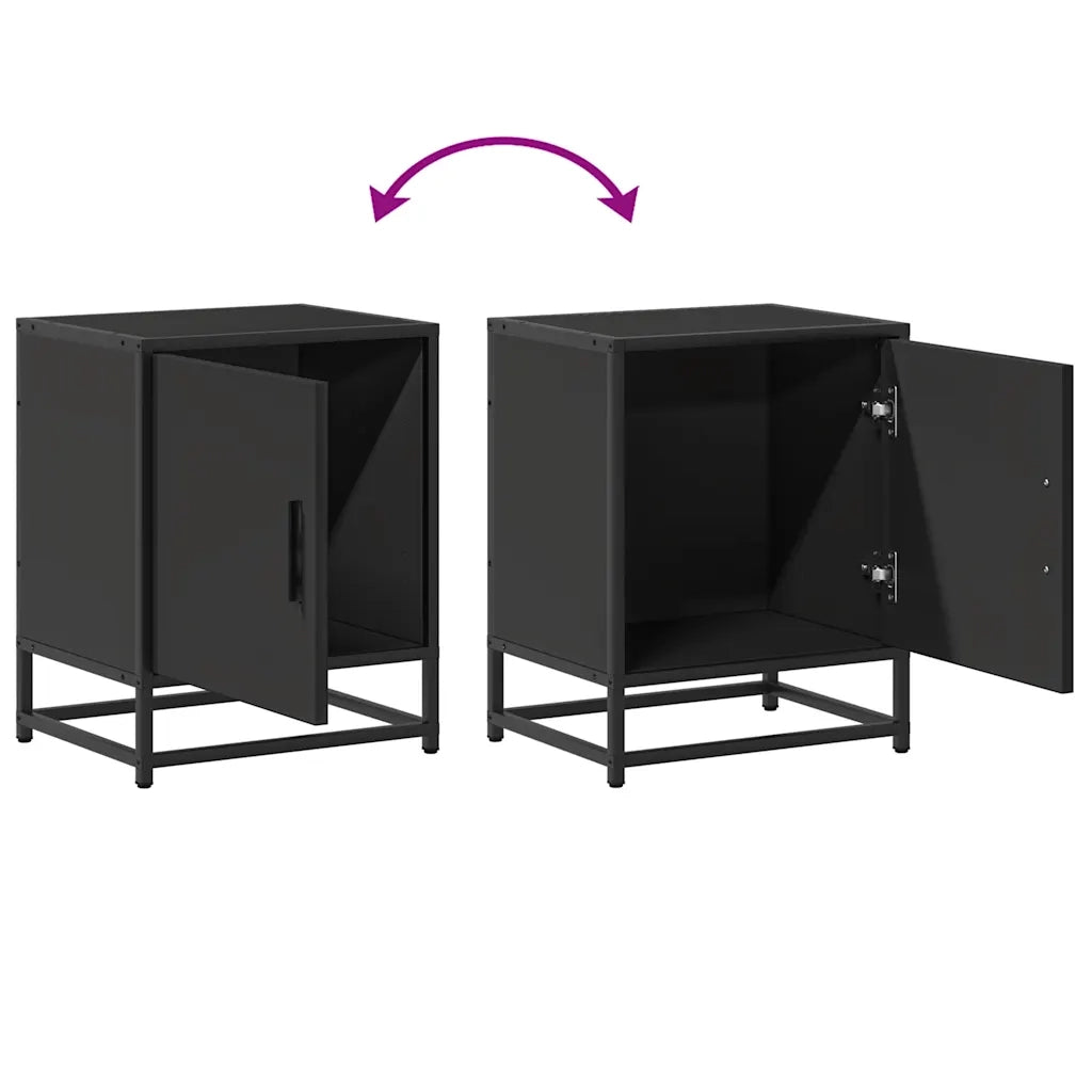 Comodini 2pz Neri 40x31x50 cm Legno Multistrato Metallo 848710