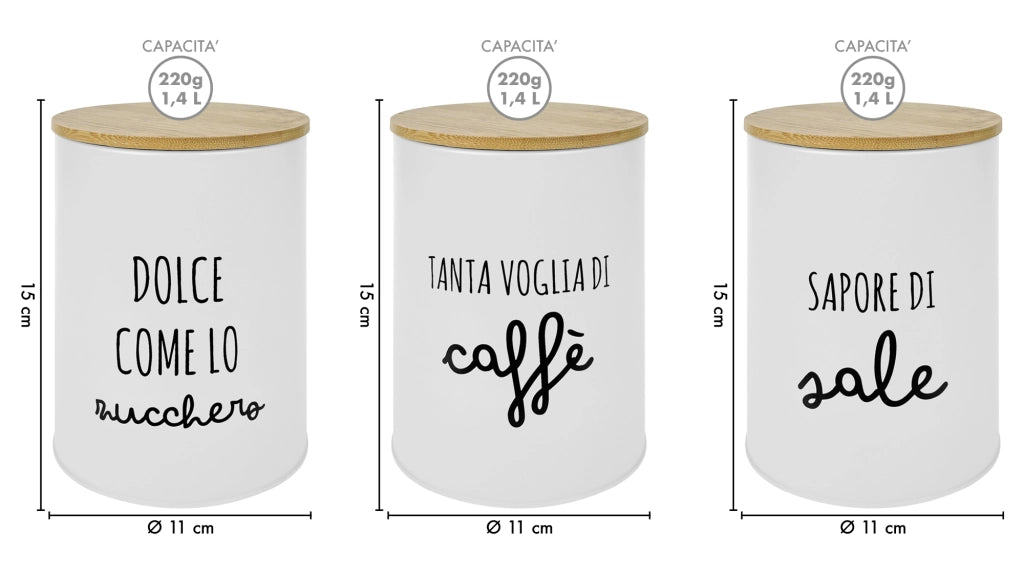 Contenitori Certificati Contatto Alimentare Contenitore Sale Zucchero Caffè Moderne Scritte Barattolo Con Coperchio Ermetico Legno Bambù Dispenser Organizzatori Alimenti Spezie Bianco Nuovo