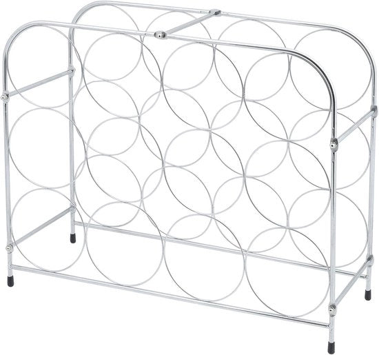 Wine rack - pratico e moderno - 1 pezzo - argento - metallo - 41 x 34 x 17 cm