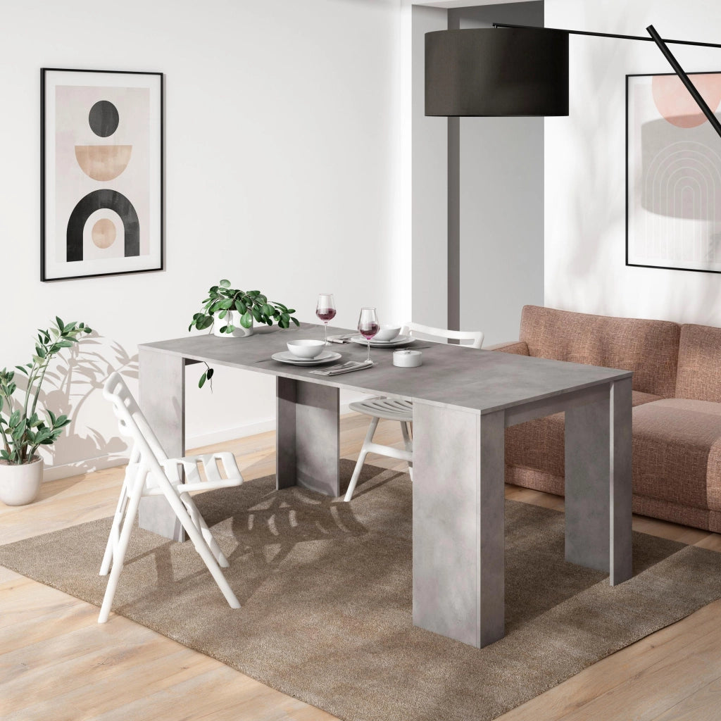 Consolle allungabile, 180x90x77cm, Per 8 persone, Tavolo da pranzo, grigio cemento RF2625