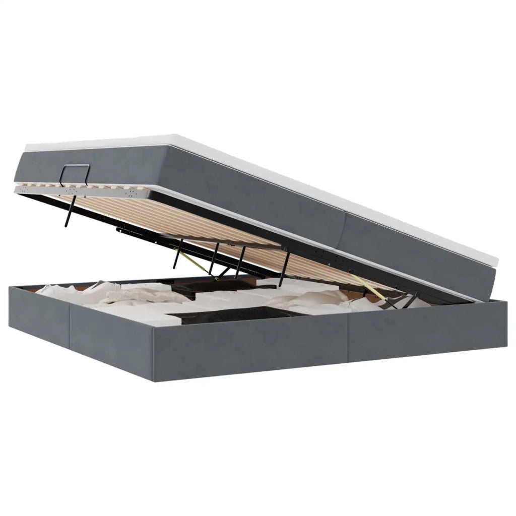 Letto con contenitore e materasso Grigio scuro 200 x 200 cm