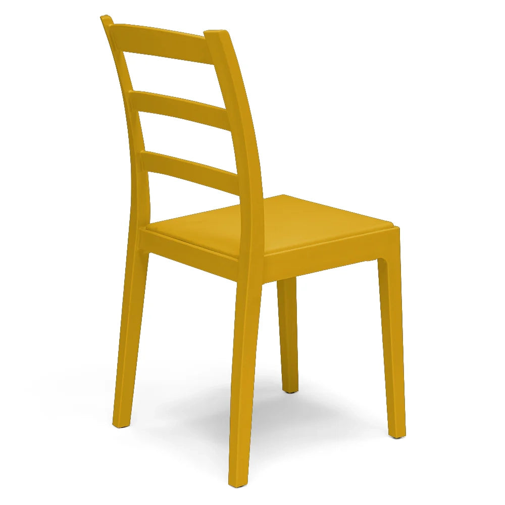 Set 4 Sedie in polipropilene REA, MADE IN ITALY, impilabile, resistente ai raggi UV, design classico, ideale per sala da pranzo, cucina, sala d’attesa, bar, ristoranti o giardino, colore Senape