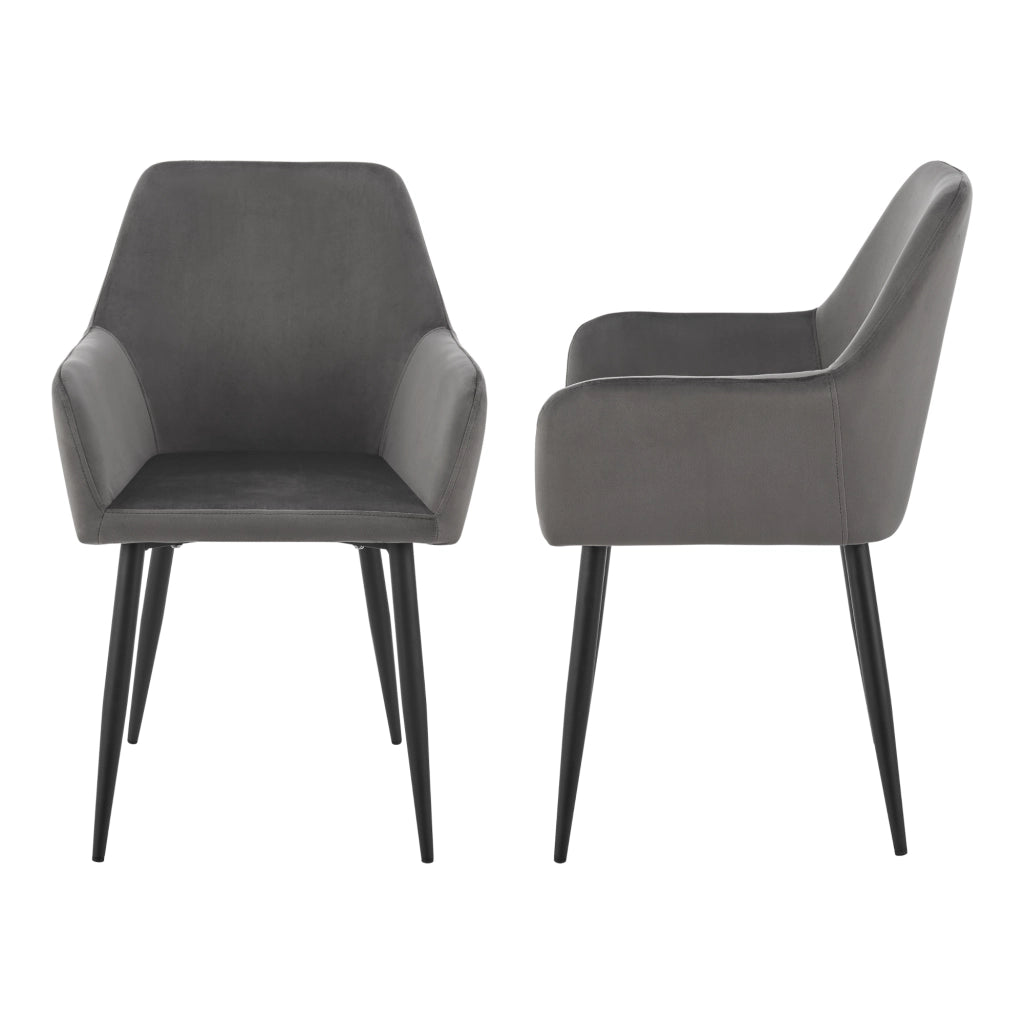 Set da 4 Poltrone Hollola Sedie per Sala Pranzo Effetto Velluto Grigio Scuro [en.casa]