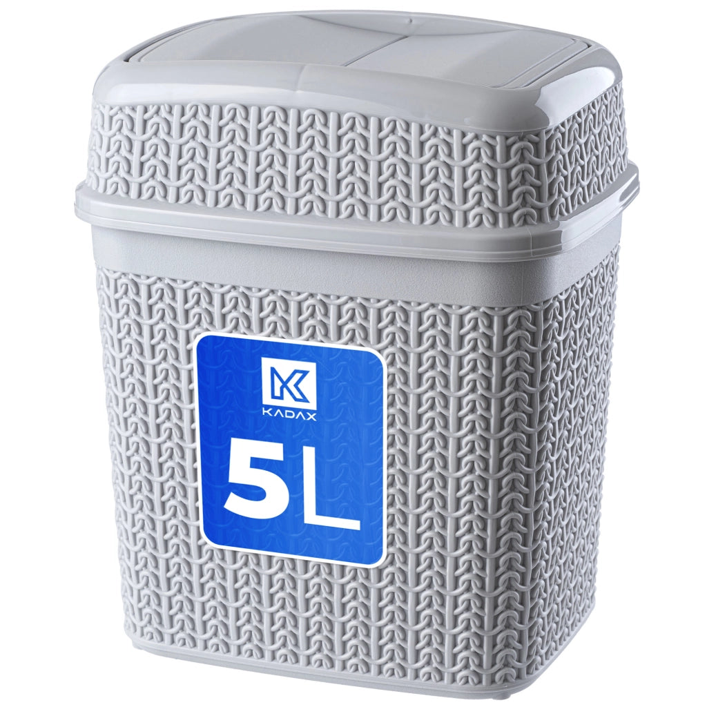 Cestino per rifiuti da bagno KADAX 5L grigio per WC, con coperchio basculante.