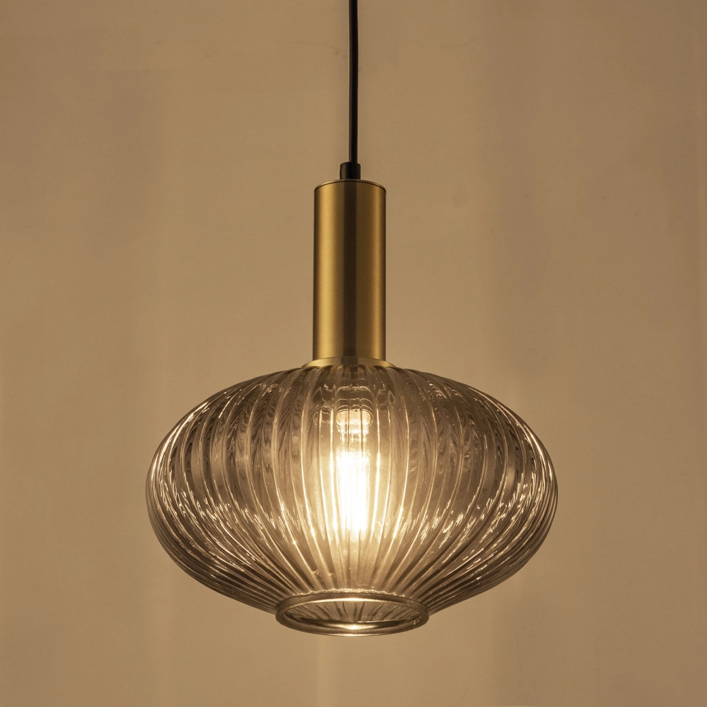 Lampada a sospensione Polux Norfolk vetro fumé E27 Ø24,5