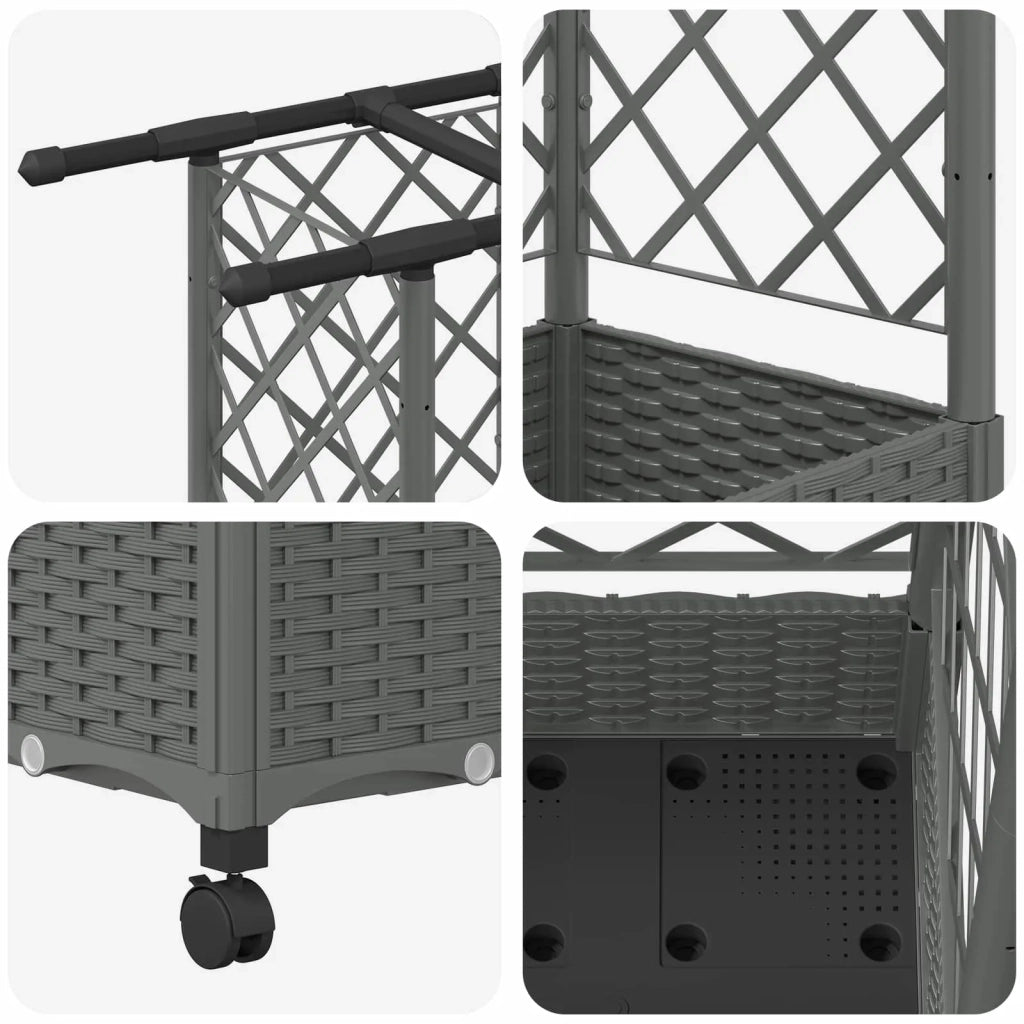 Letto Rialzato con Griglia e Tetto Grigio Chiaro PP 3423123