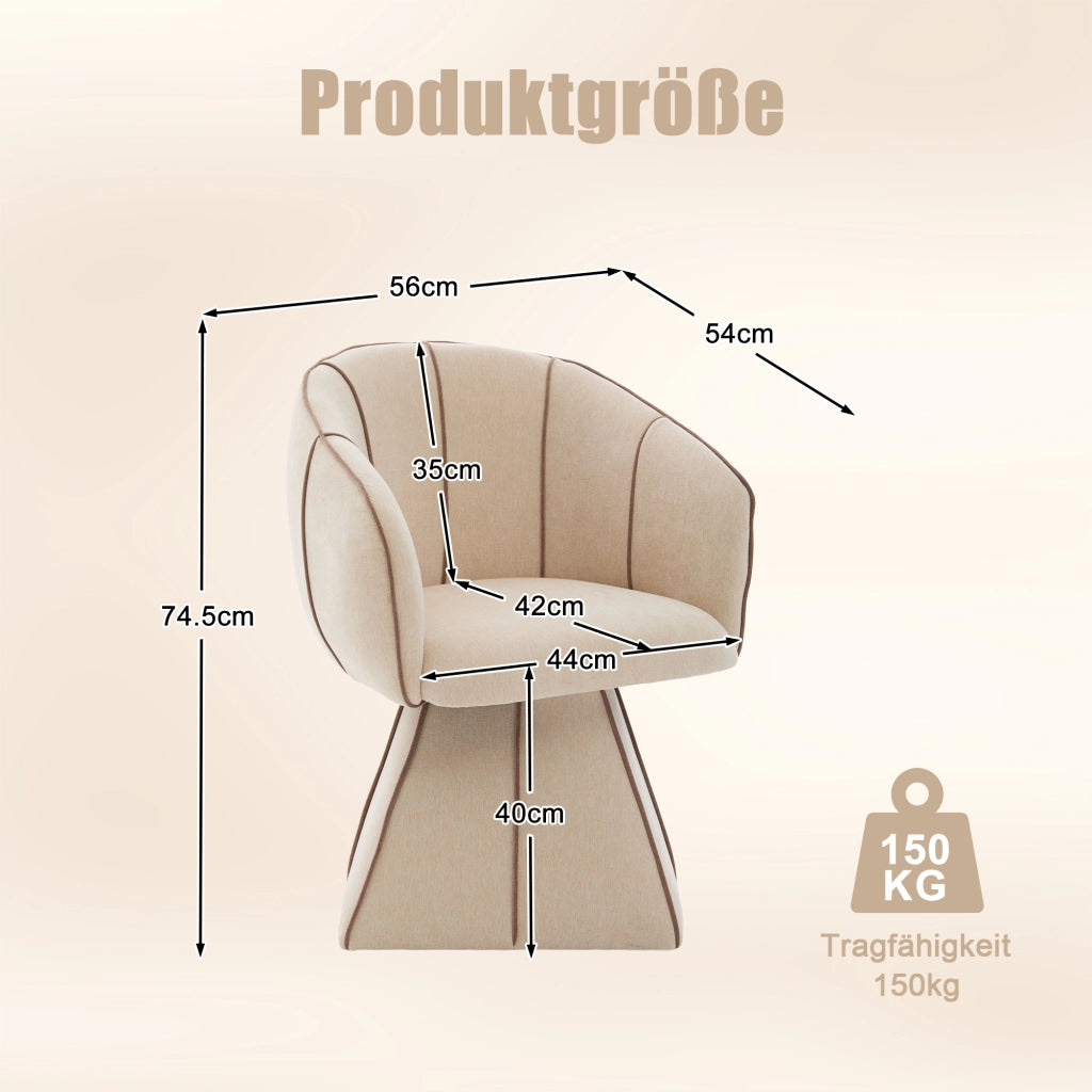 Poltrona girevole in Chenille, seduta ergonomica con schienale alto, colore Camel, per camera da letto e soggiorno