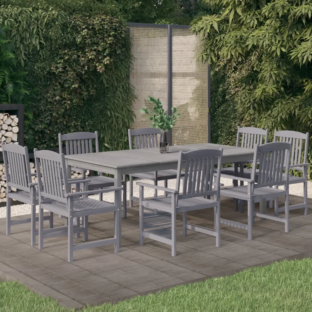 Set da Pranzo da Giardino 9 pz Legno Massello di Acacia Grigio 3098683
