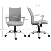 Sedia da Ufficio Ergonomica a Dondolo, Sedia da Studio Girevole, Poltrona Scrivania con Altezza Regolabile in Tessuto, 61x61x89-99 cm, Grigio Chiaro