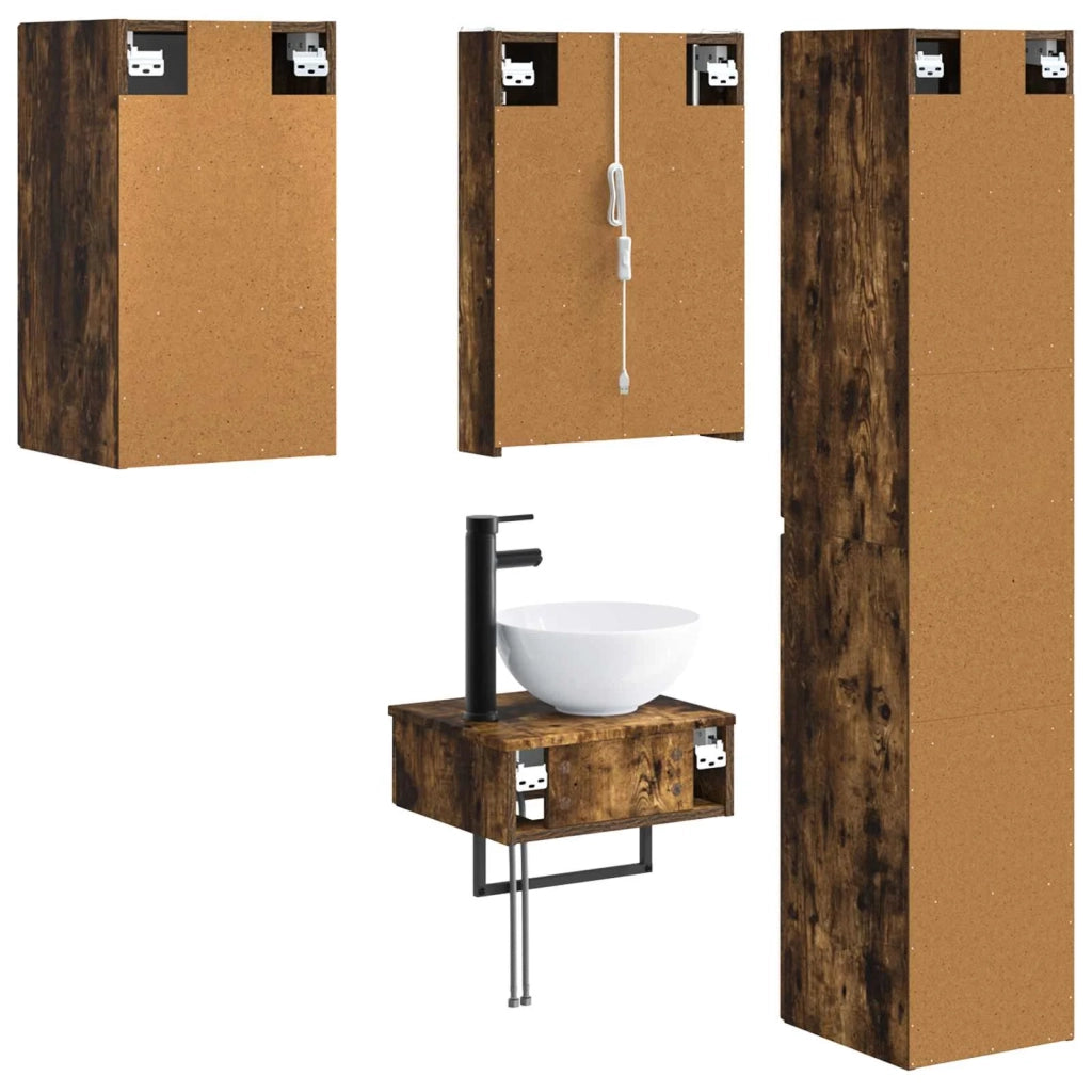Set di mobili per il bagno 5 pcs Rovere Fumo 3407259