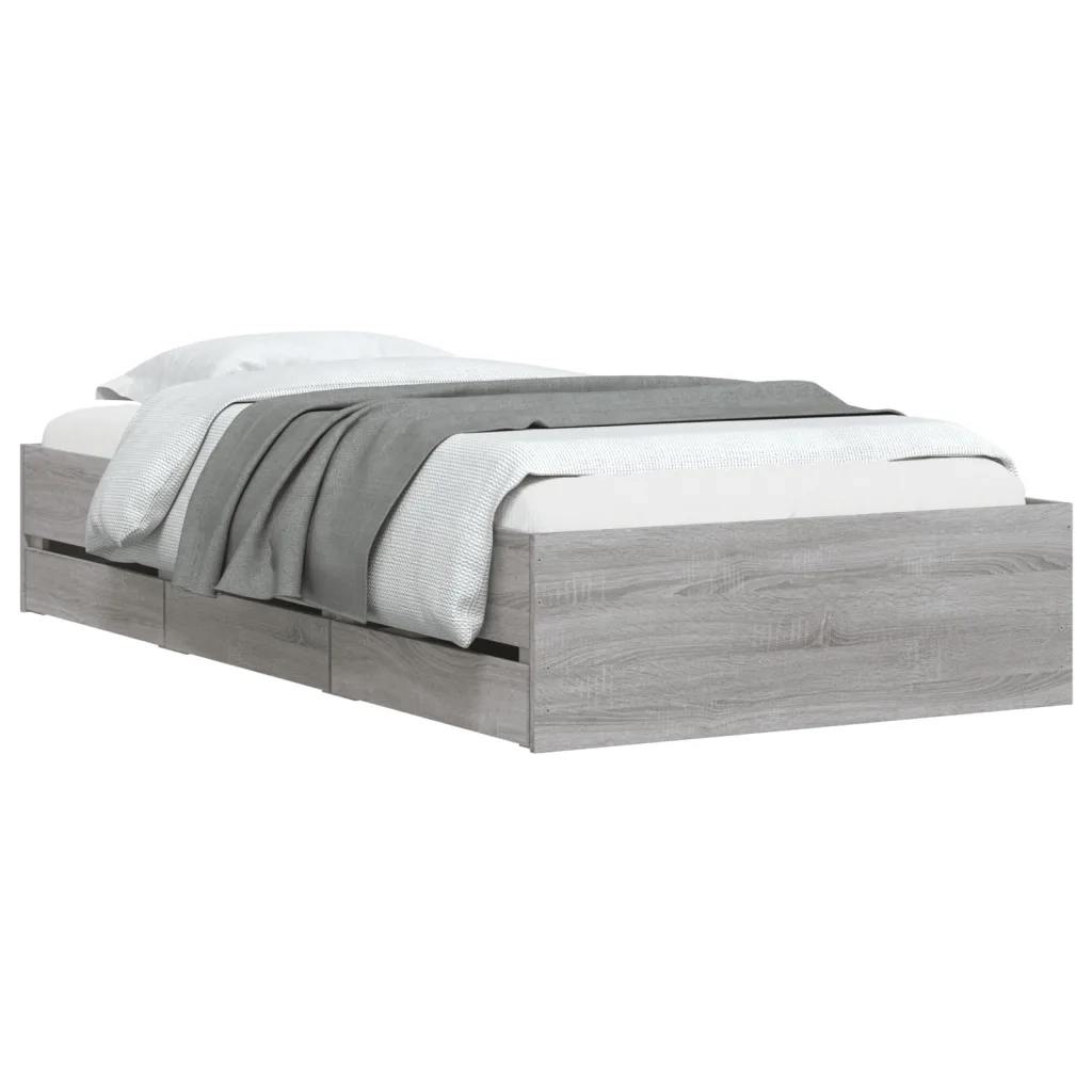 Giroletto Cassetti-Struttura Letto con contenitore Grigio Sonoma 90x200 cm Legno Multistrato 289851