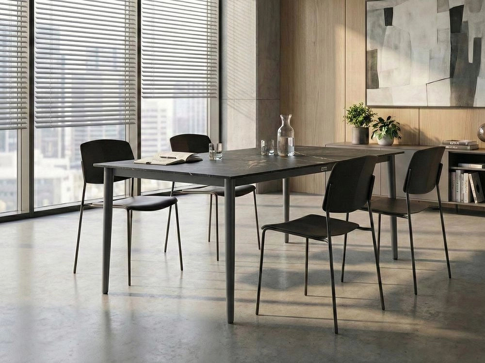 Tavolo da riunione con piano in HPL e struttura in alluminio per ufficio domestico altamente resistente grigio scuro