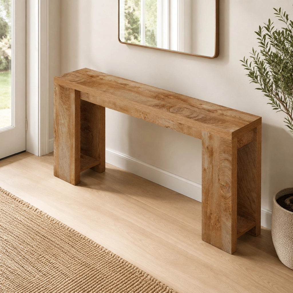 Tavolo consolle extra lungo multifunzione in legno marrone