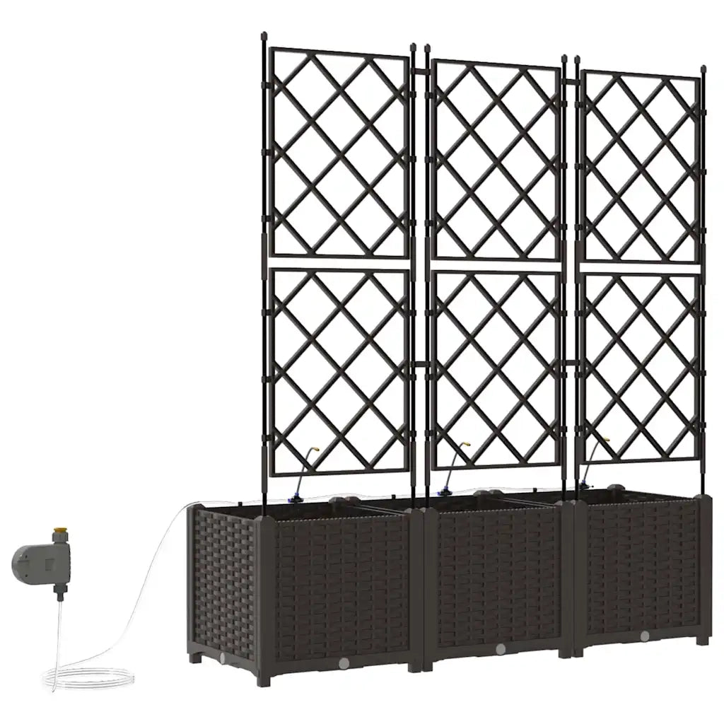 Fioriere | Cassetta per fiori | Vaso da giardino 3 pz Marrone 120 x 40 x 142 cm Plastica