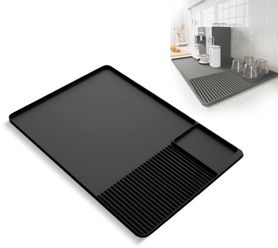 Mat di Caffè Multifunzionale 600 x 400 mm - Silicone - Resistente alle Morsure - Opovolabile - Deposito Multifunzionale - Bordo Elevato - Mat di Caffè