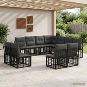 Set di divani da esterno 11 pcs Nero e Grigio scuro Poliestere 3437711