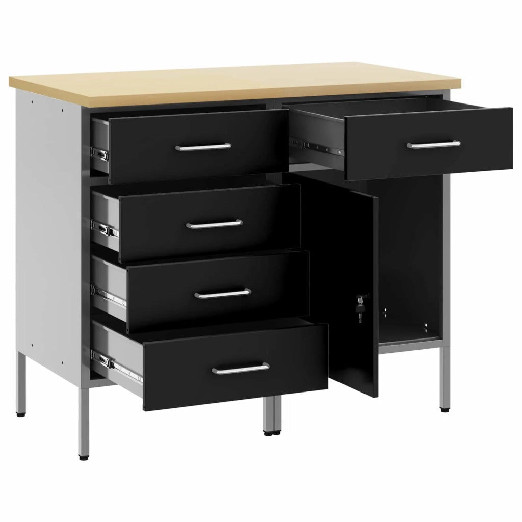 Mobile da lavoro 2 pz Nero e Grigio 100 x 55 x 85 cm CFW3298741