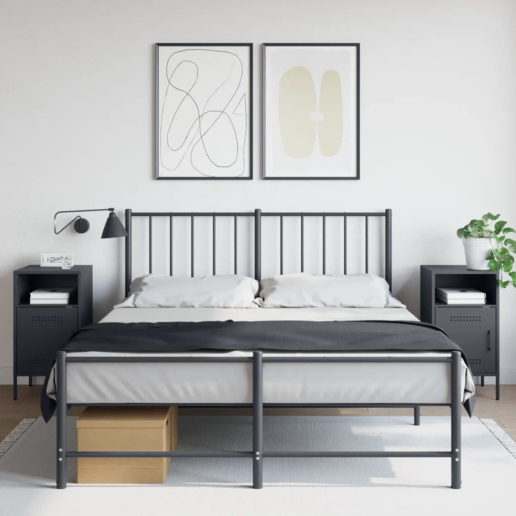 Set di 2 vComodini | Armadio da Notte | Mobiletto da notte Antracite 36x39x68 cm in Acciaio