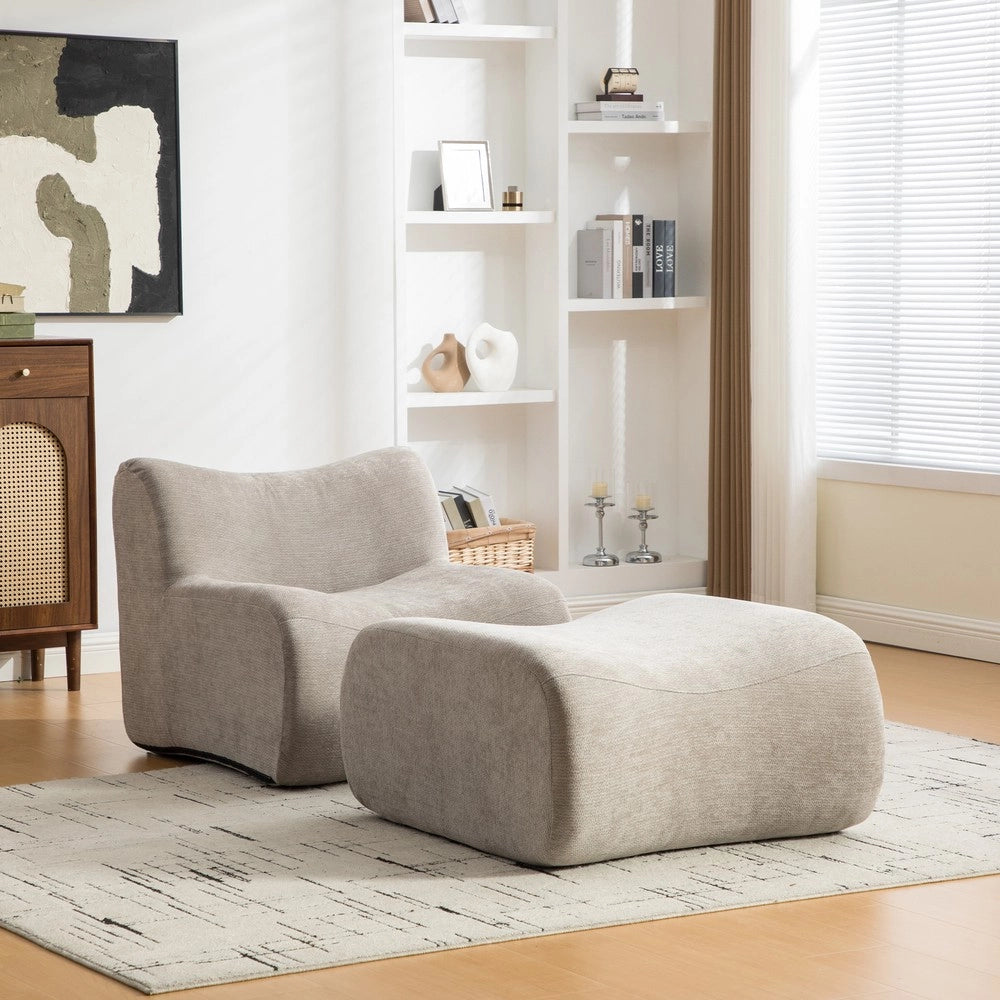 Divano Modulare in Tessuto Chenille ¨C MINIMAL ¨C Grigio, Morbido, Antimacchia