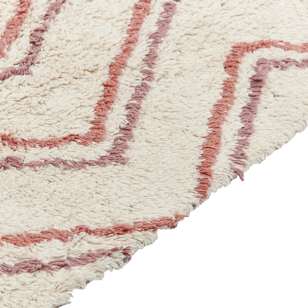 Tappeto cotone trapuntato beige e rosa stile boho 80 x 150 cm soggiorno camera da letto