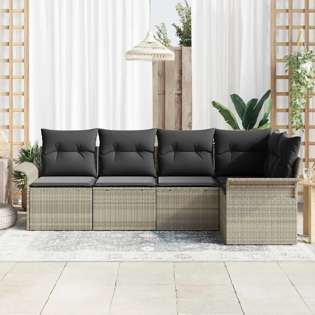 Set Divano da Giardino 5 pcs Grigio chiaro polyrattan 3354031