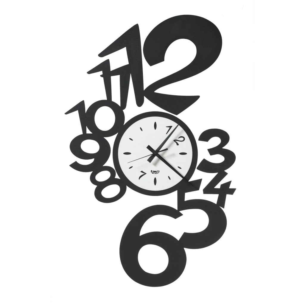 Orologio da parete di design Lupin grande Nero e bianco marmo