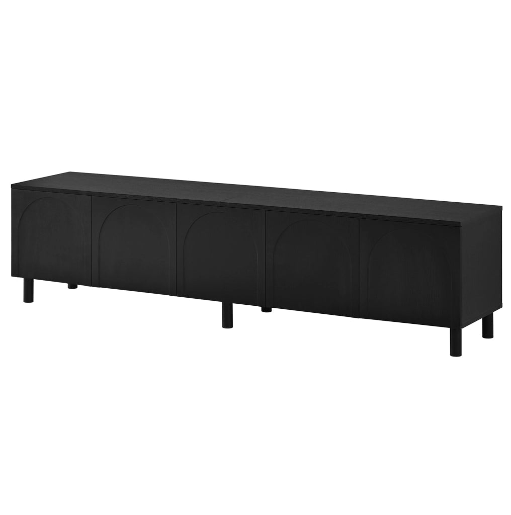 TV-Schrank Lowboard 180 cm; 5 Türen; MDF e PB; nero