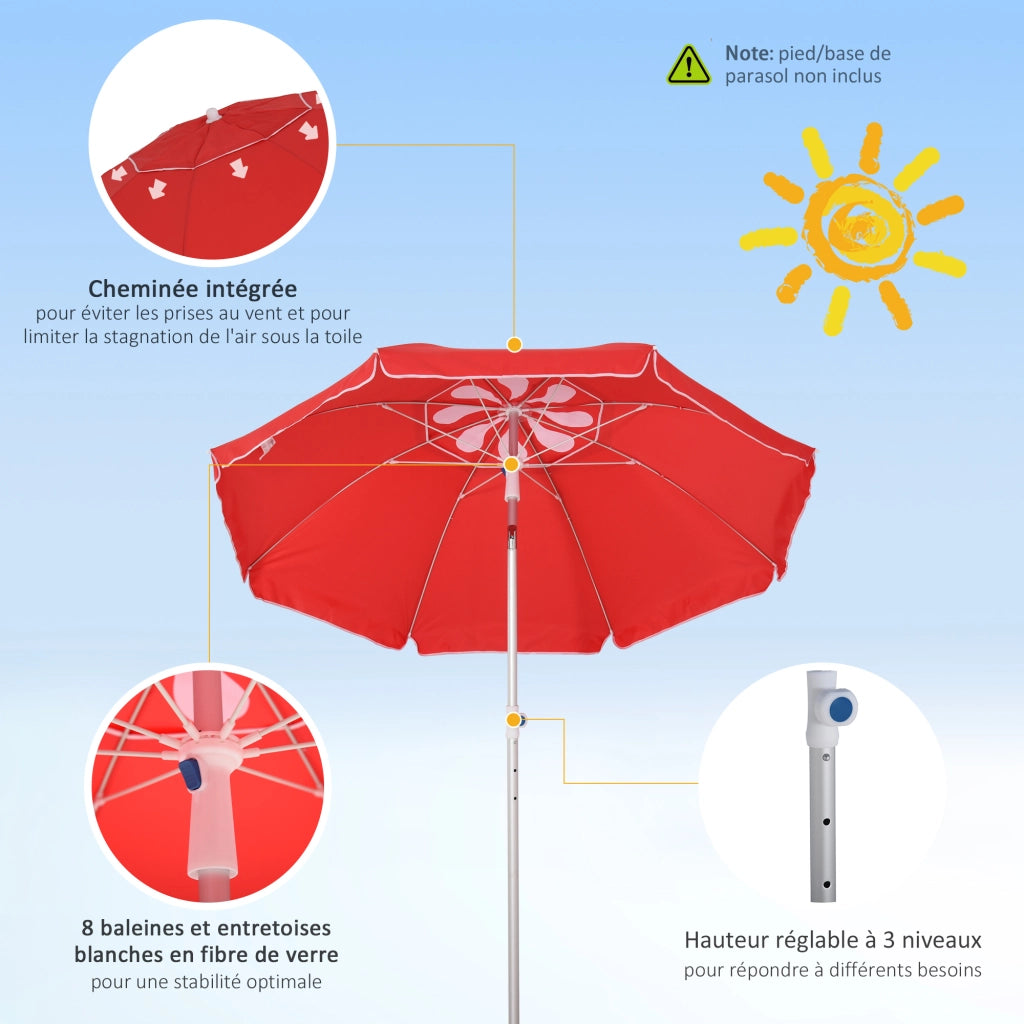 Ombrellone da giardino inclinabile ottagonale ¨C zephmum ¨C rosso ?180 cm tessuto anti-UV
