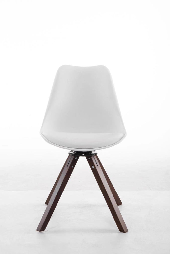 Sedia ospite Troyes Girevole Similpelle Quadrato bianco,noce