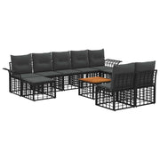 Set di divani da esterno 10 pcs Nero e Grigio scuro Poliestere