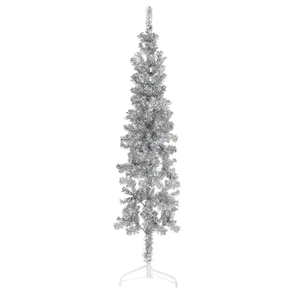 Albero Natale Artificiale Sottile a MetÃ  Supporto Argento 180cm cod mxl 20374