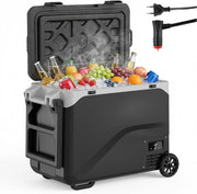 Frigorifero a Compressore 51L, Fino a -20°C, con Ruote, Scala Misura e Apriscatole, Modalità MAX/ECO, Frigorifero Auto DC 12/24 V, AC 100-240 V, Frigoriferi Portatile per Campeggio
