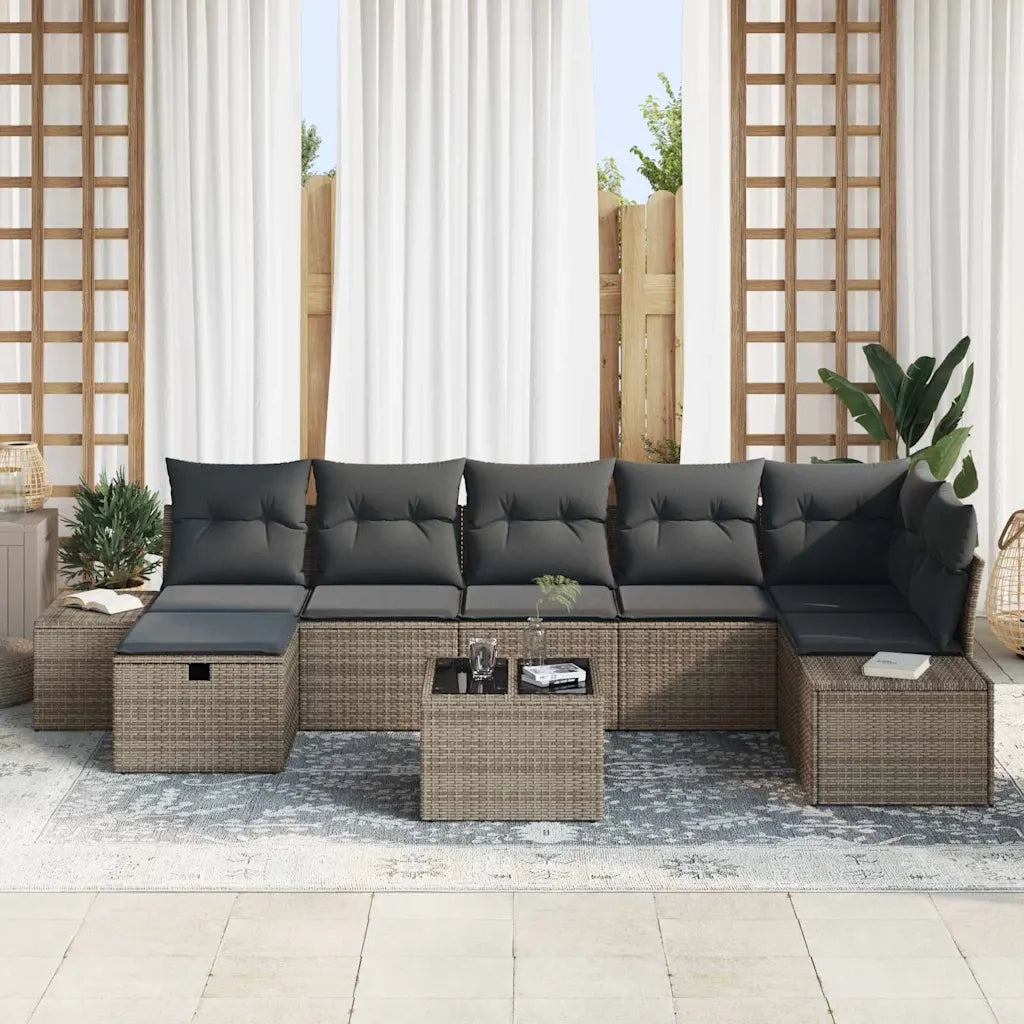 Set Divano da Giardino con cuscino 8 pcs Grigio polyrattan 3359408