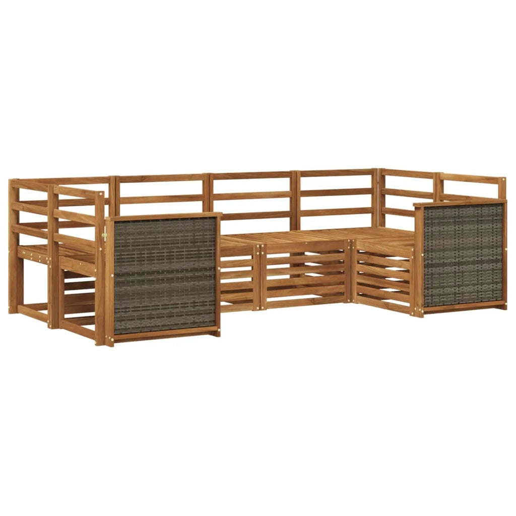 Set di divani da esterno 5 pz Naturale Legno di Acacia Massello 3384765
