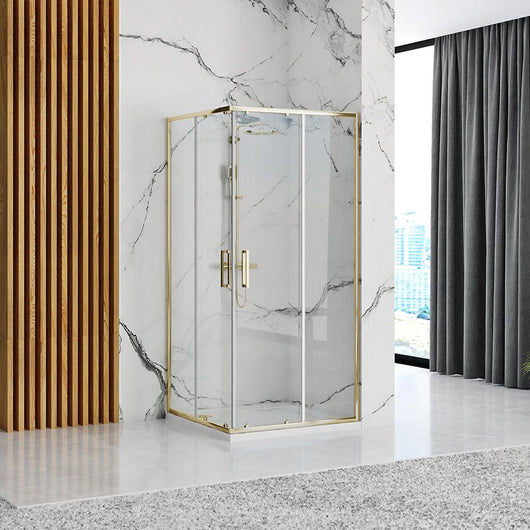 Cabina Doccia Rea Punto 90x90 Gold con piatto doccia Savoy black