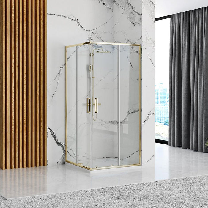 Cabina Doccia Rea Punto 90x90 Gold con piatto doccia Savoy black