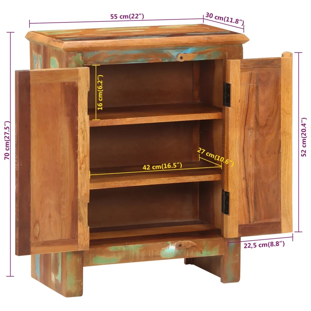 Credenza con 2 Ante 55x30x70 cm in Legno Massello di Recupero 352055