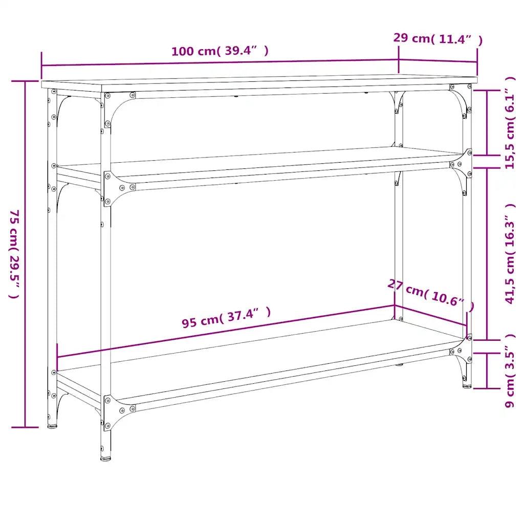 Tavolino Consolle | Tavolo d'Ingresso Nero 100x29x75 cm in Legno Multistrato