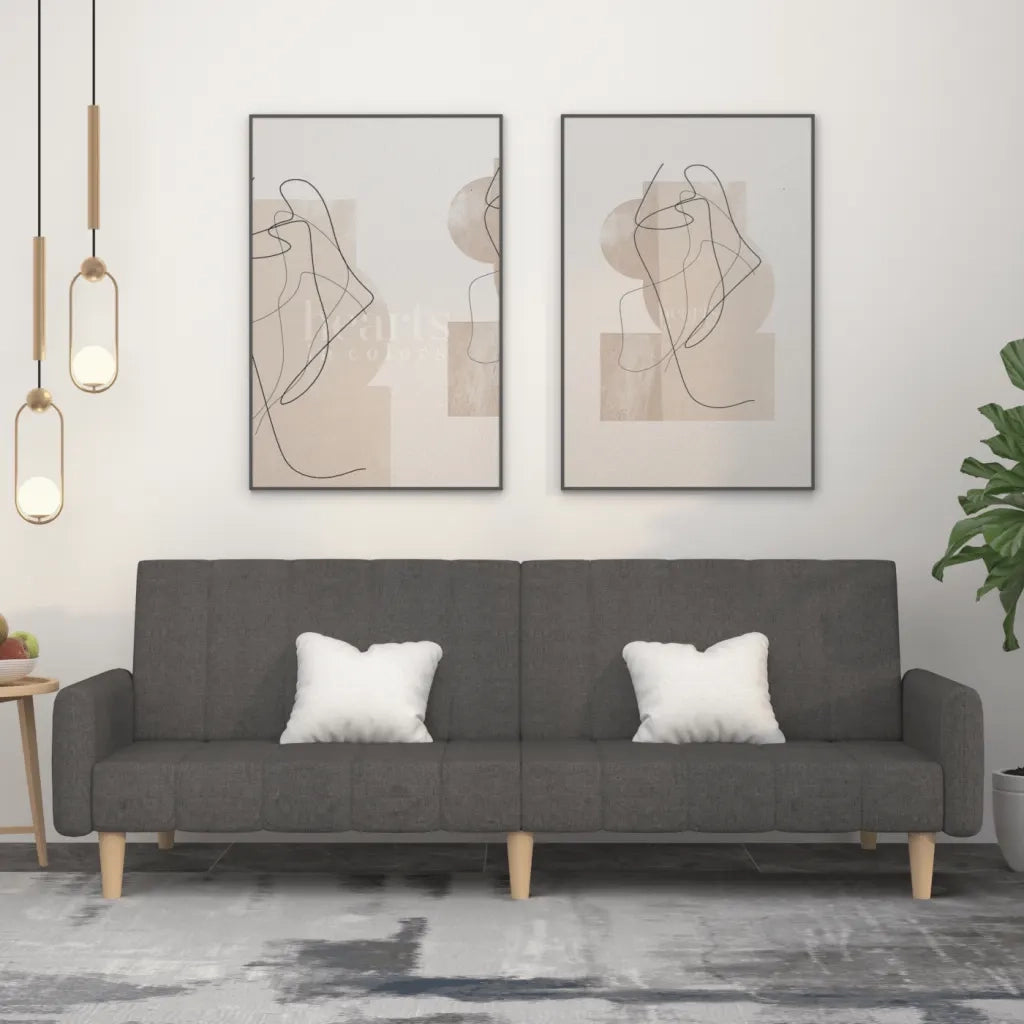 Divano letto | Sof¨¤ letto | Letto singolo a 2 Posti Grigio Scuro in Tessuto