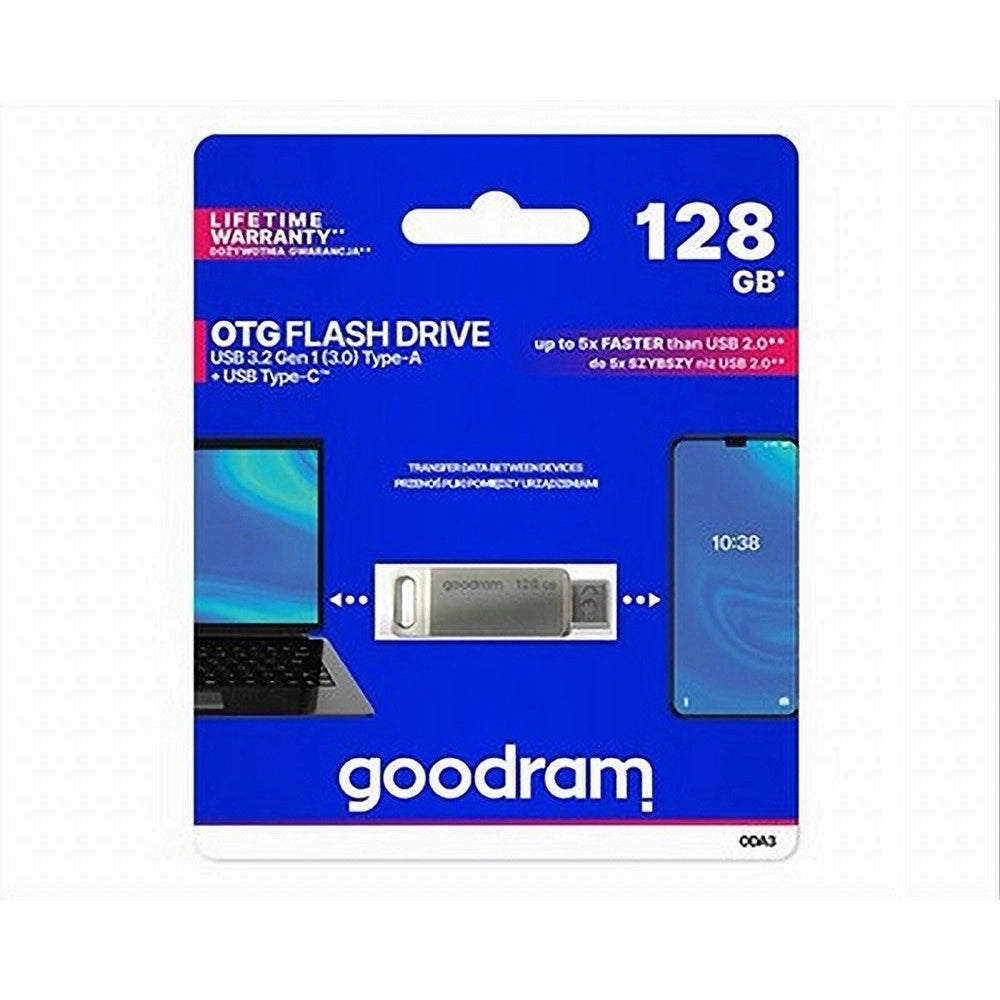 Trade Shop - Pen Drive 128 Gb Usb 3.2 Gen 1 3.0 Type-a + Usb Type C Dual Drive Otg Oda3-128gb -