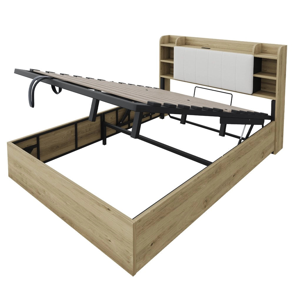 Letto Contenitore in Legno con Testiera e USB ¨C Xylo ¨C Matrimoniale 180x200