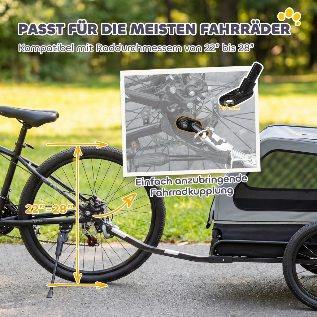 Rimorchio per Bicicletta Pieghevole per Cani ¨C zephmum ¨C Grigio 20kg