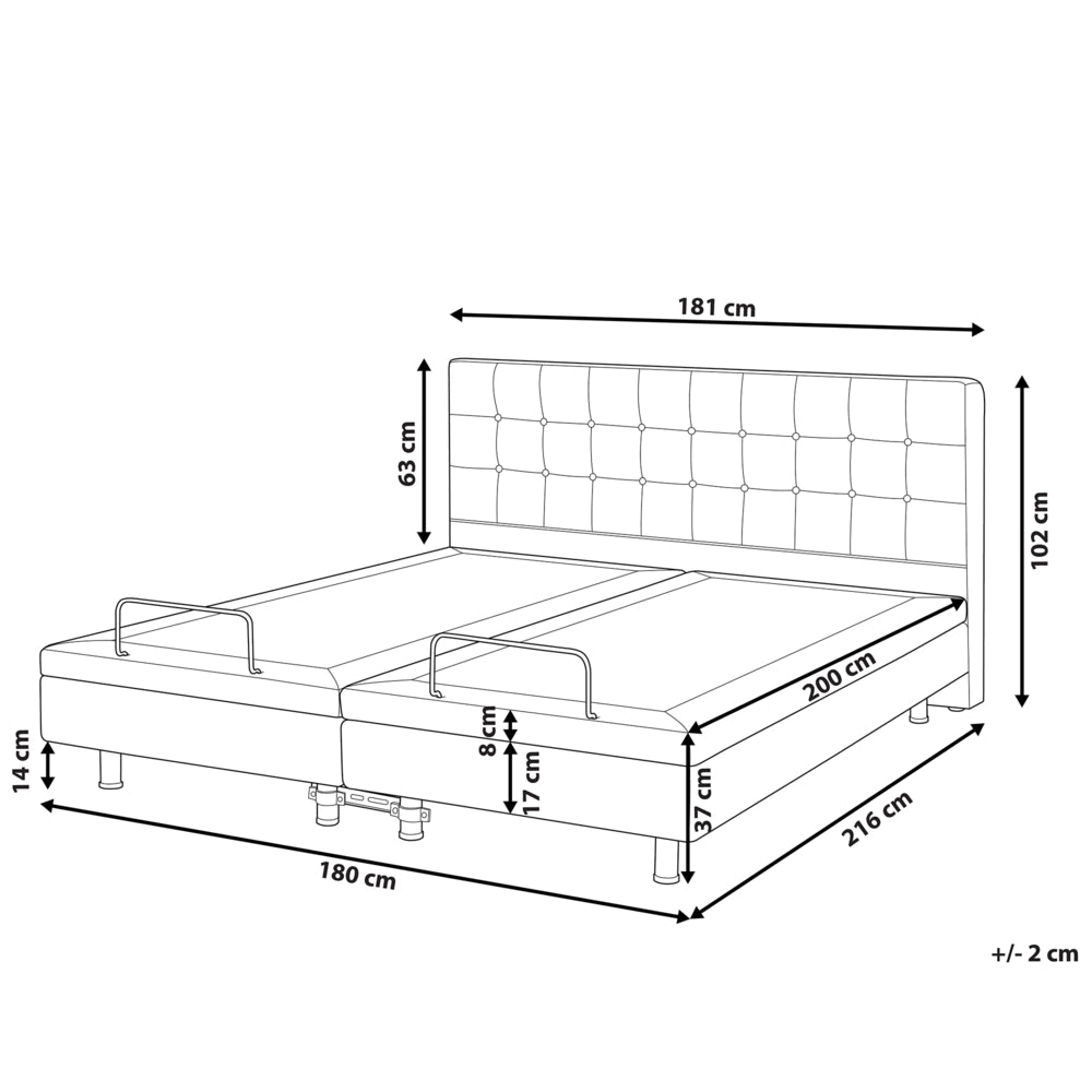 Letto matrimoniale grigio scuro regolabile elettricamente con telecomando 180 x 200 cm stile moderno