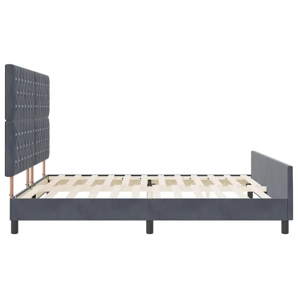 Letto a molle con testiera Grigio scuro 180 x 200 cm Velluto 3344892