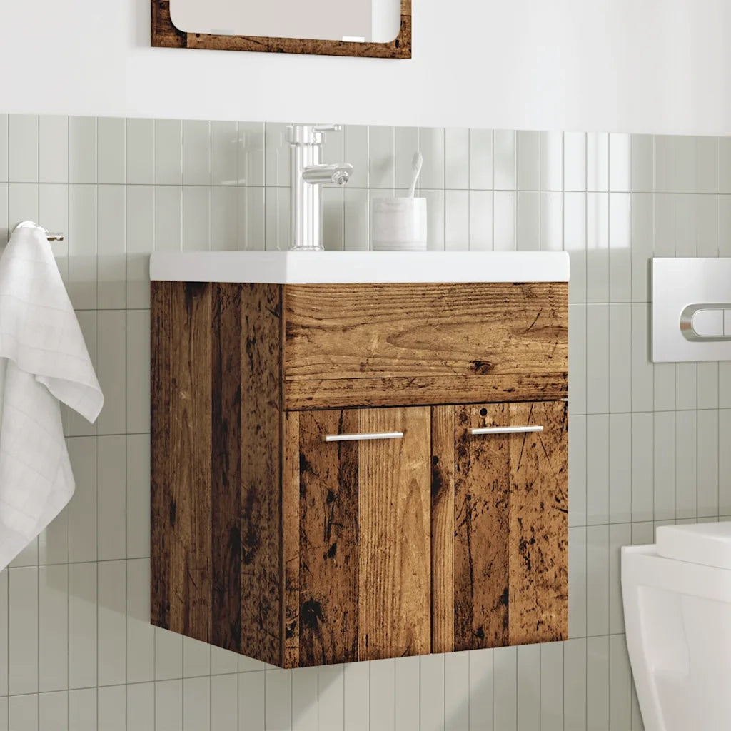 Set Mobili da Bagno 2 pz Legno Antico in Legno Multistrato