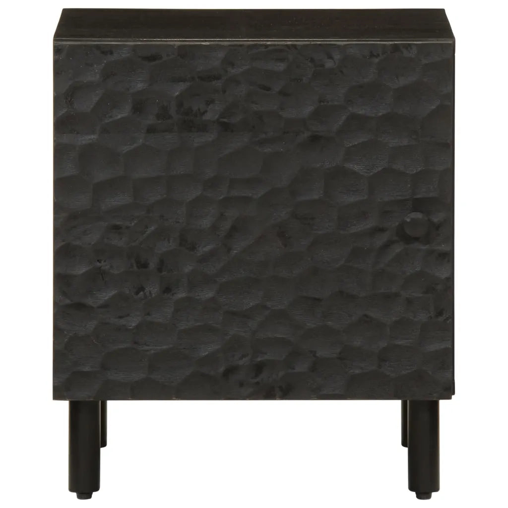 Comodini 2pz Neri 40x33x46 cm in Legno Massello di Mango 356816