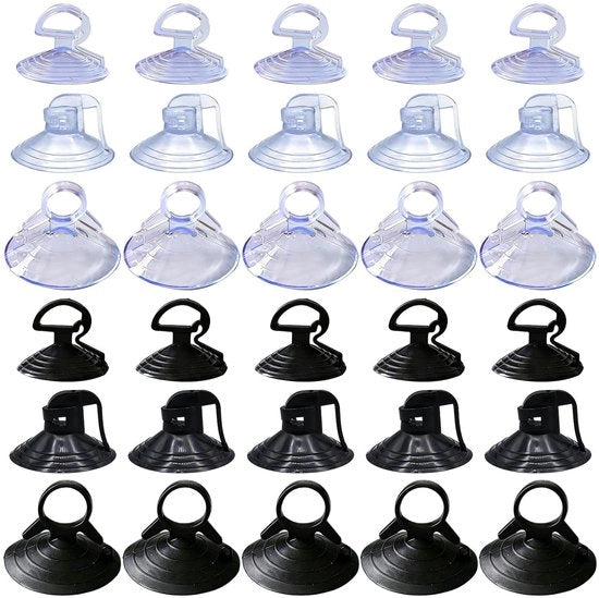 Zuignappen in plastica - 30 pezzi - 3 misure (35 mm/38 mm/45 mm) - Reutilizzabili - Per finestre/bagno/auto - Grande potenza di aspirazione - Zuignap
