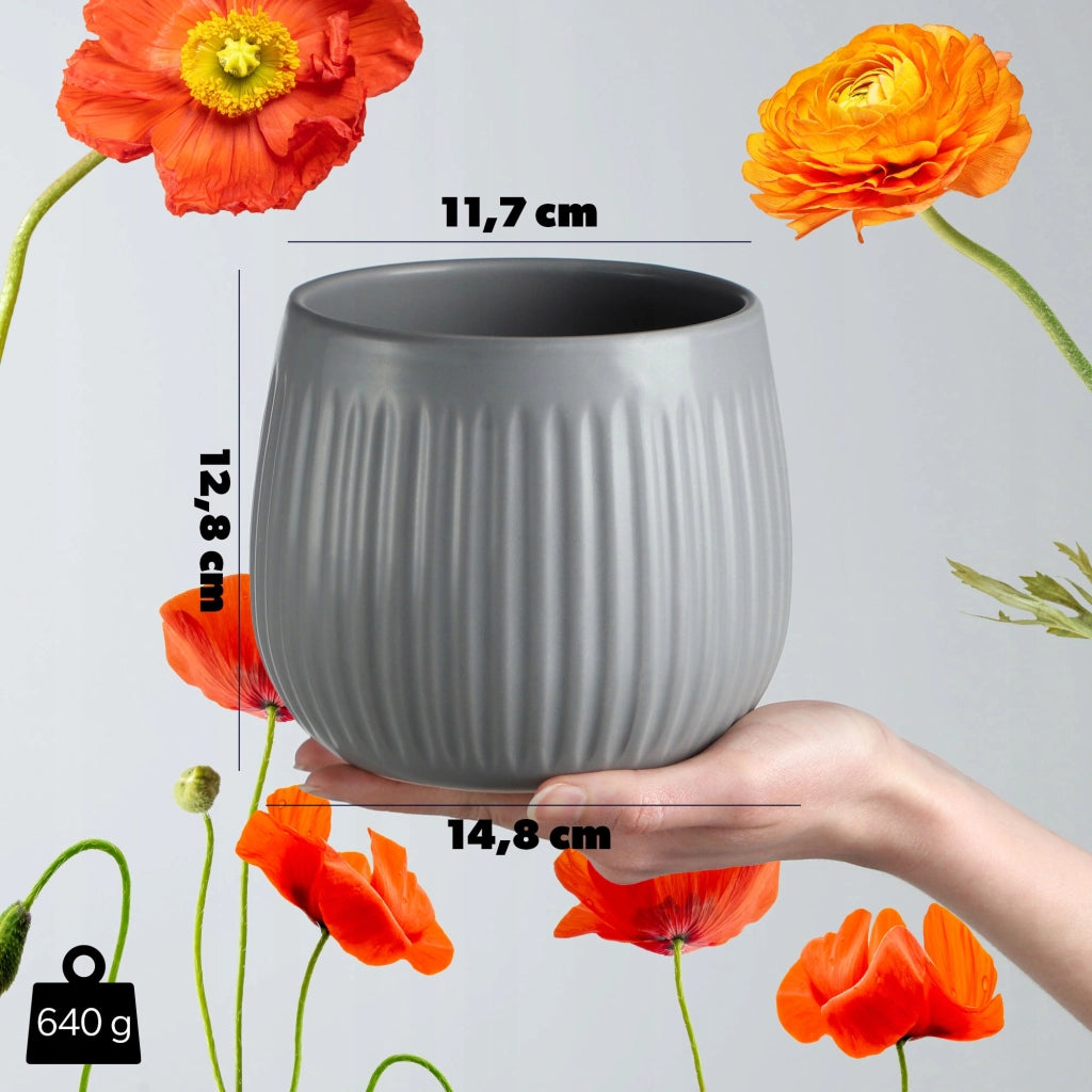 Vaso da fiori in ceramica KADAX, rotondo, 14 cm, grigio