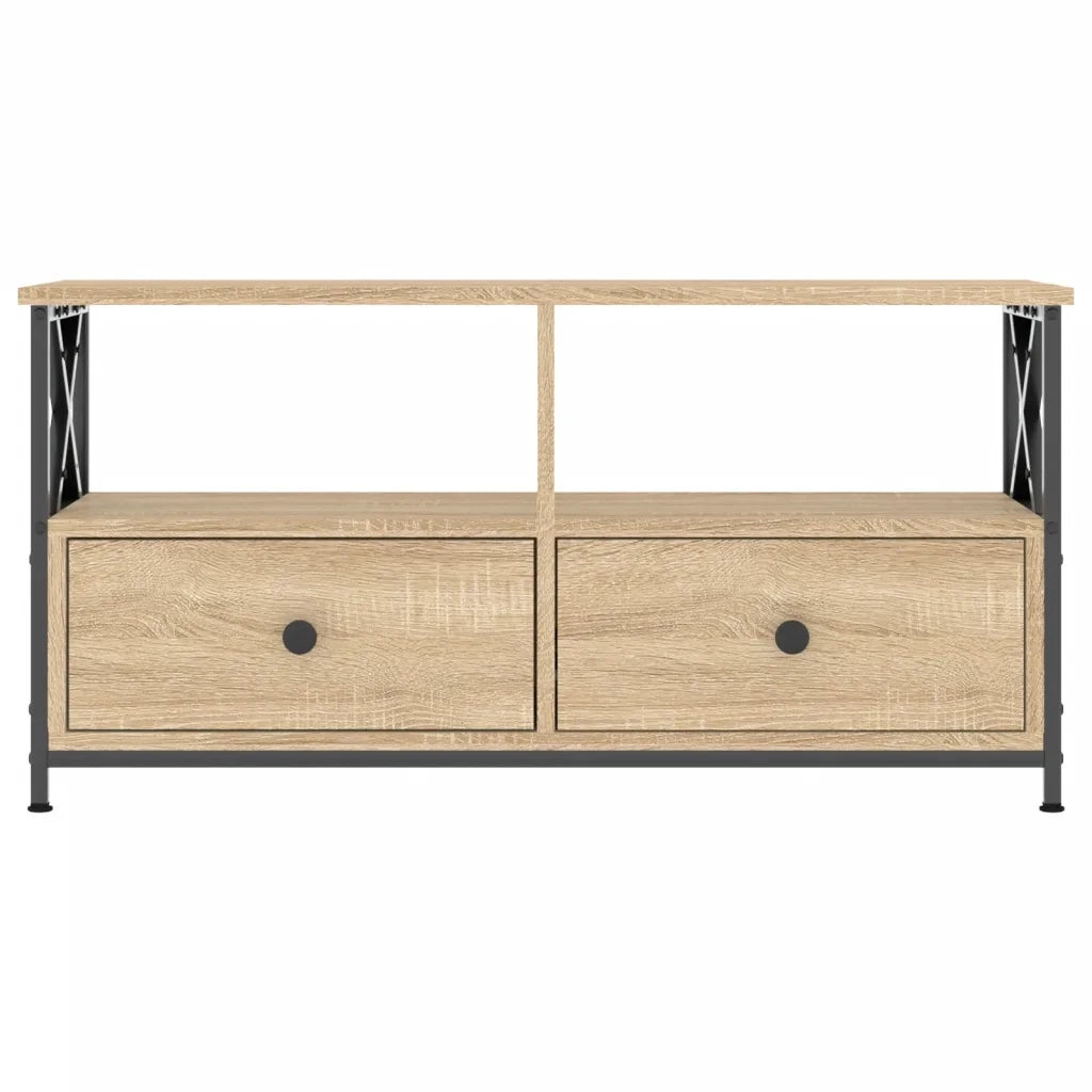 Mobile TV Rovere Sonoma 90x33x45 cm Legno Multistrato e Ferro 831794